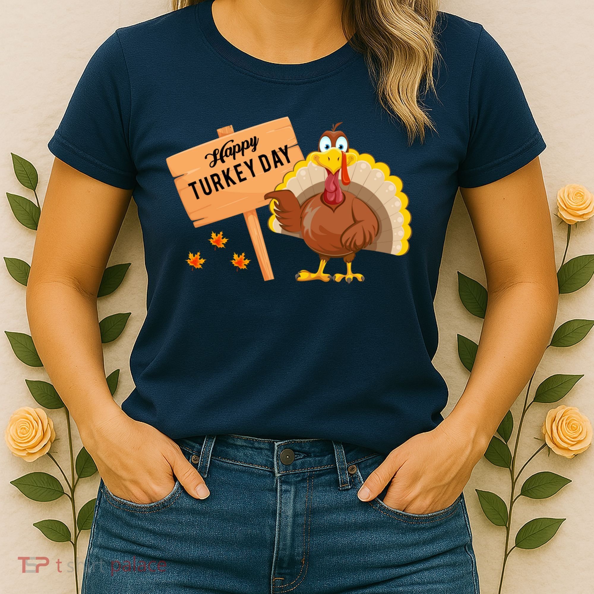 Happy Turkey Day Funny Thanksgiving Family Graphic Women's T-Shirt