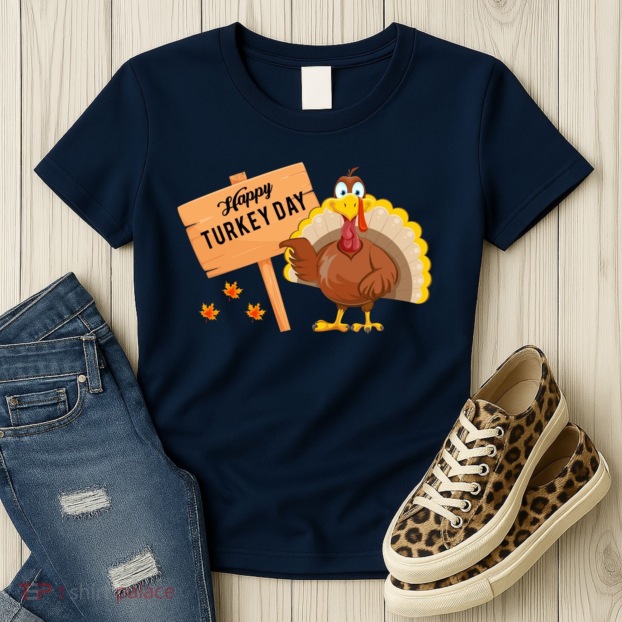 Happy Turkey Day Funny Thanksgiving Family Graphic Women's T-Shirt