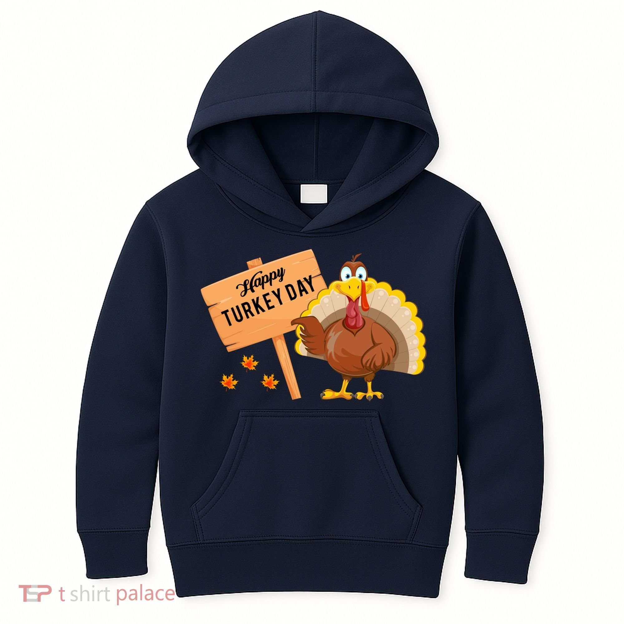 Happy Turkey Day Funny Thanksgiving Family Graphic Kids Hoodie