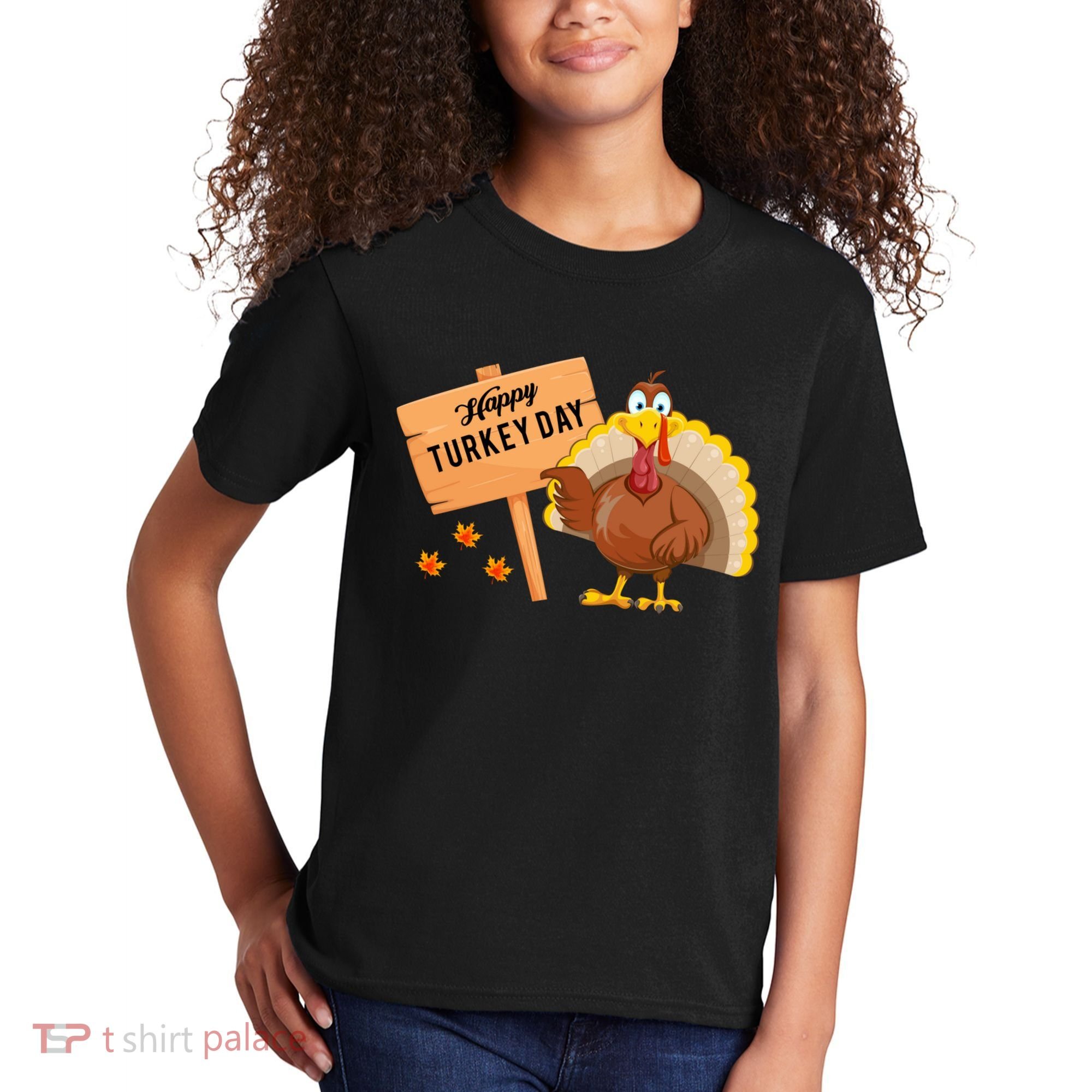 Happy Turkey Day Funny Thanksgiving Family Graphic Kids T-Shirt