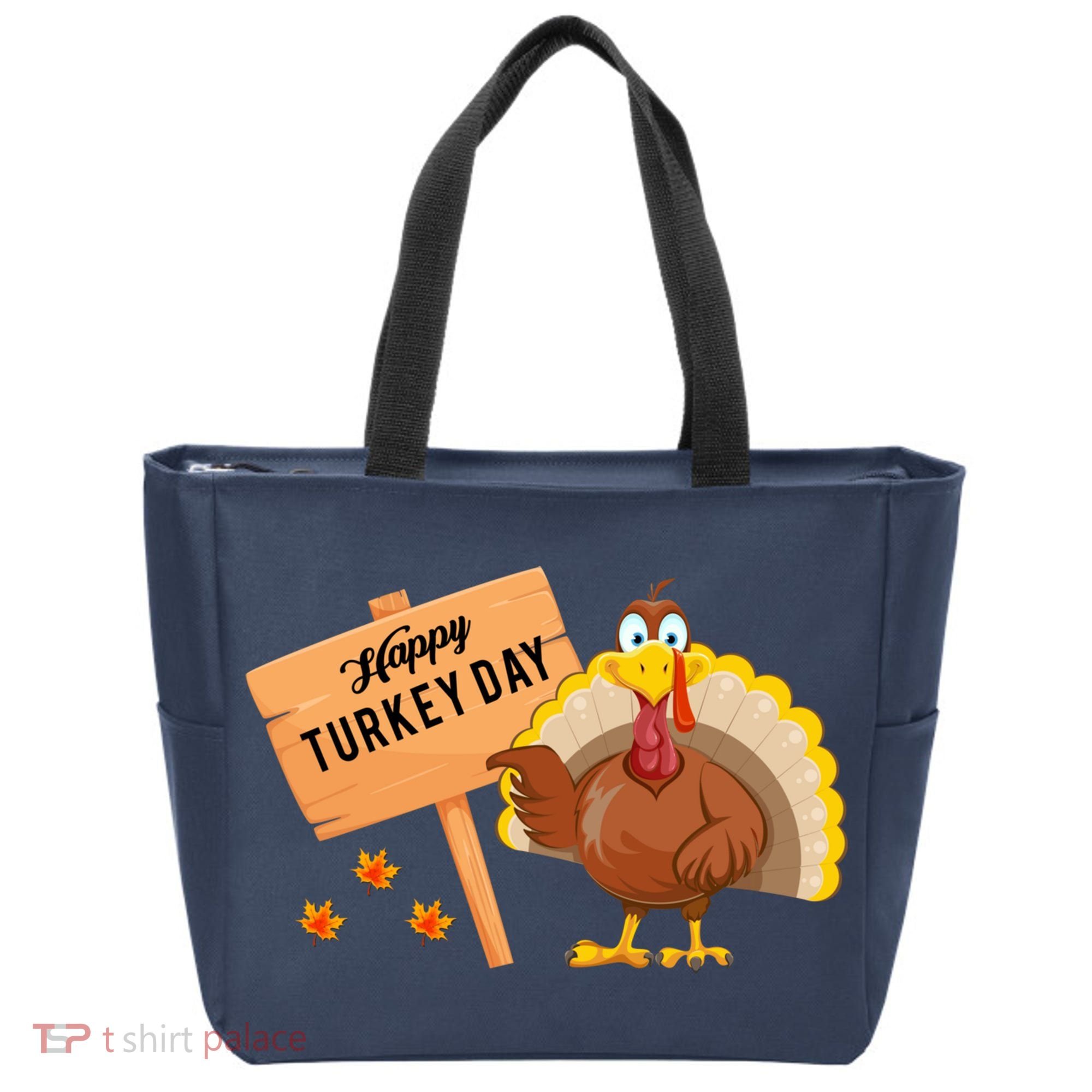 Happy Turkey Day Funny Thanksgiving Family Graphic Tote Bag