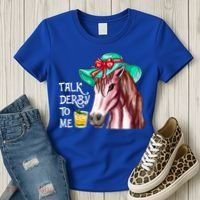 Horse Talk Derby To Me Mint Juleps Funny Derby Horse Racing Gift Women's T-Shirt thumb 3