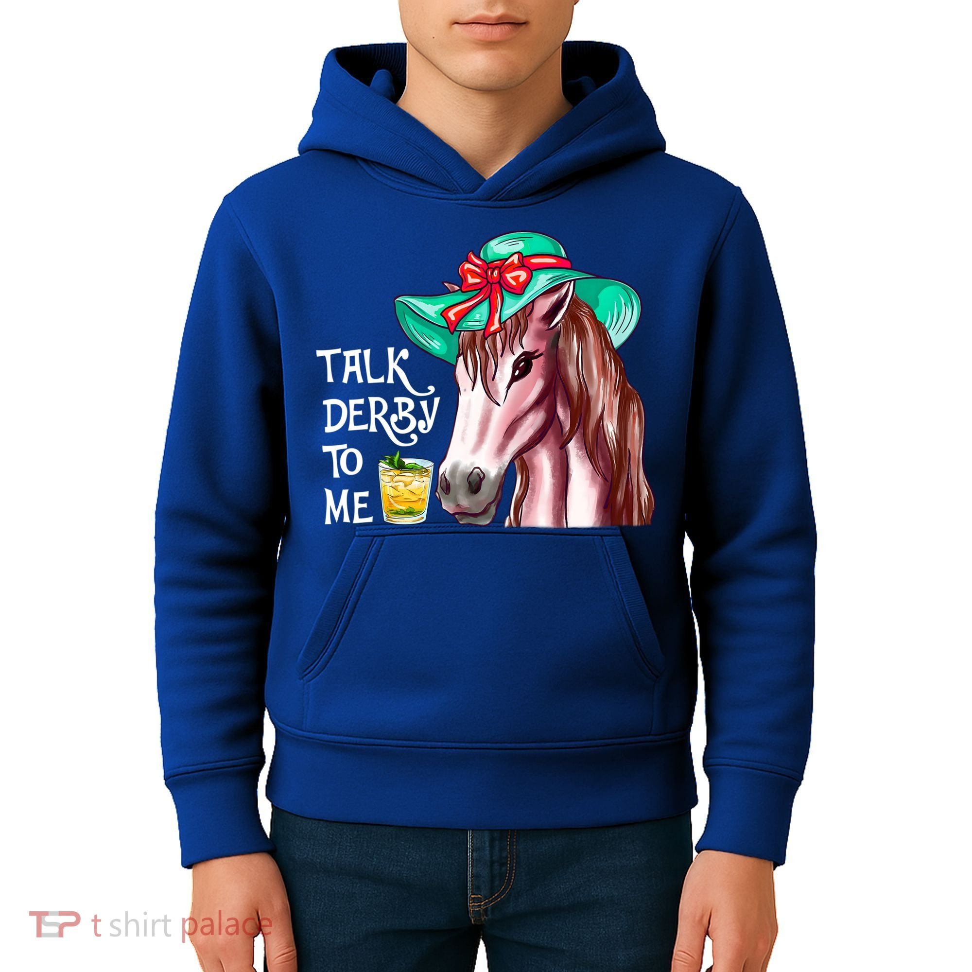 Horse Talk Derby To Me Mint Juleps Funny Derby Horse Racing Gift Kids Hoodie