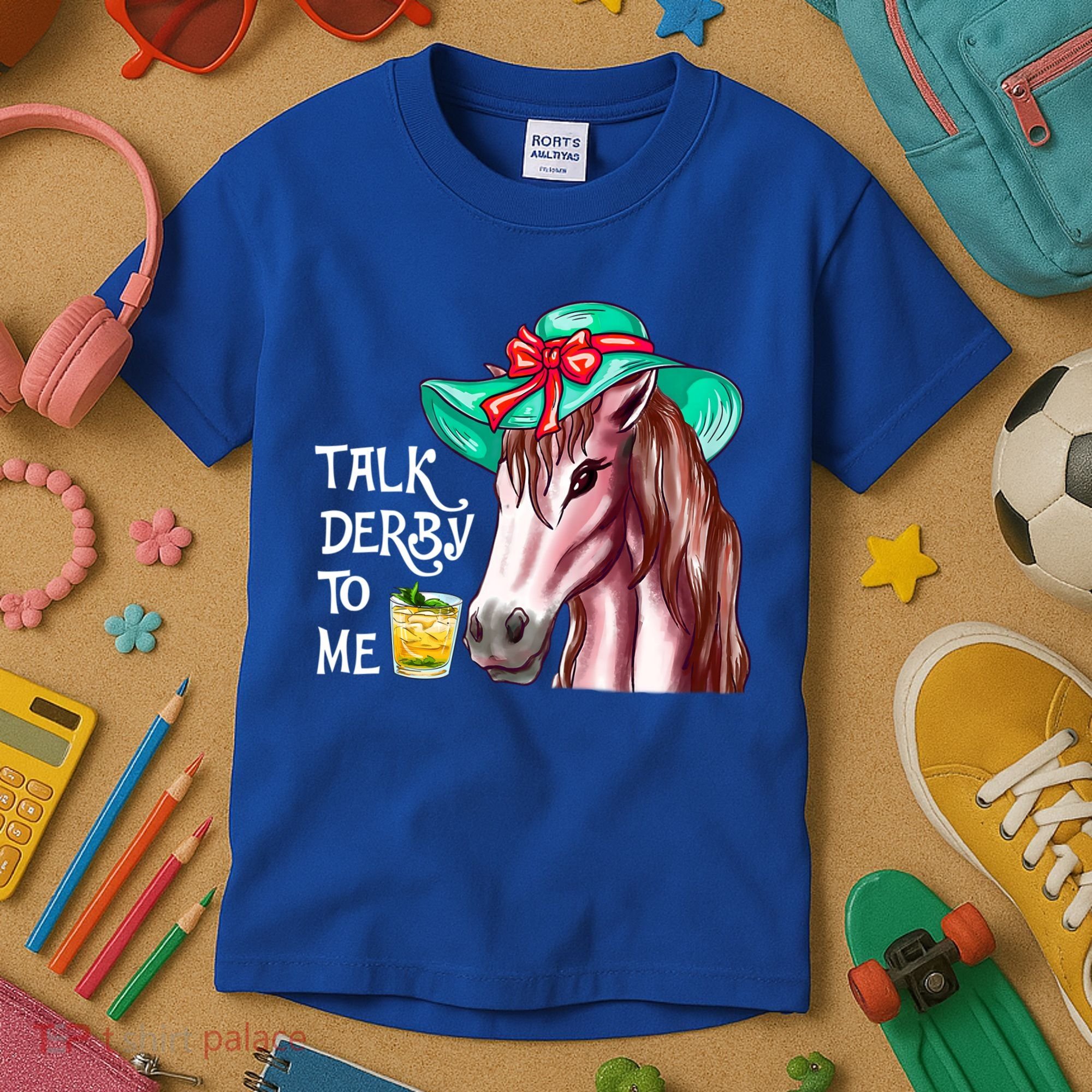 Horse Talk Derby To Me Mint Juleps Funny Derby Horse Racing Gift Kids T-Shirt