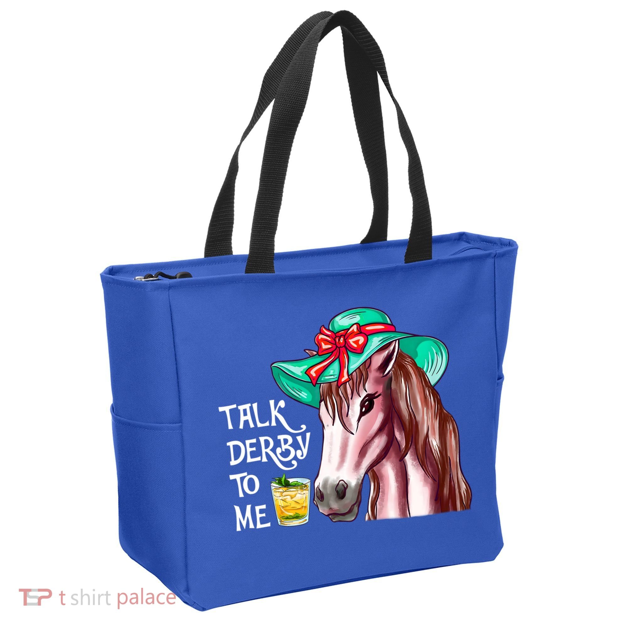 Horse Talk Derby To Me Mint Juleps Funny Derby Horse Racing Gift Tote Bag