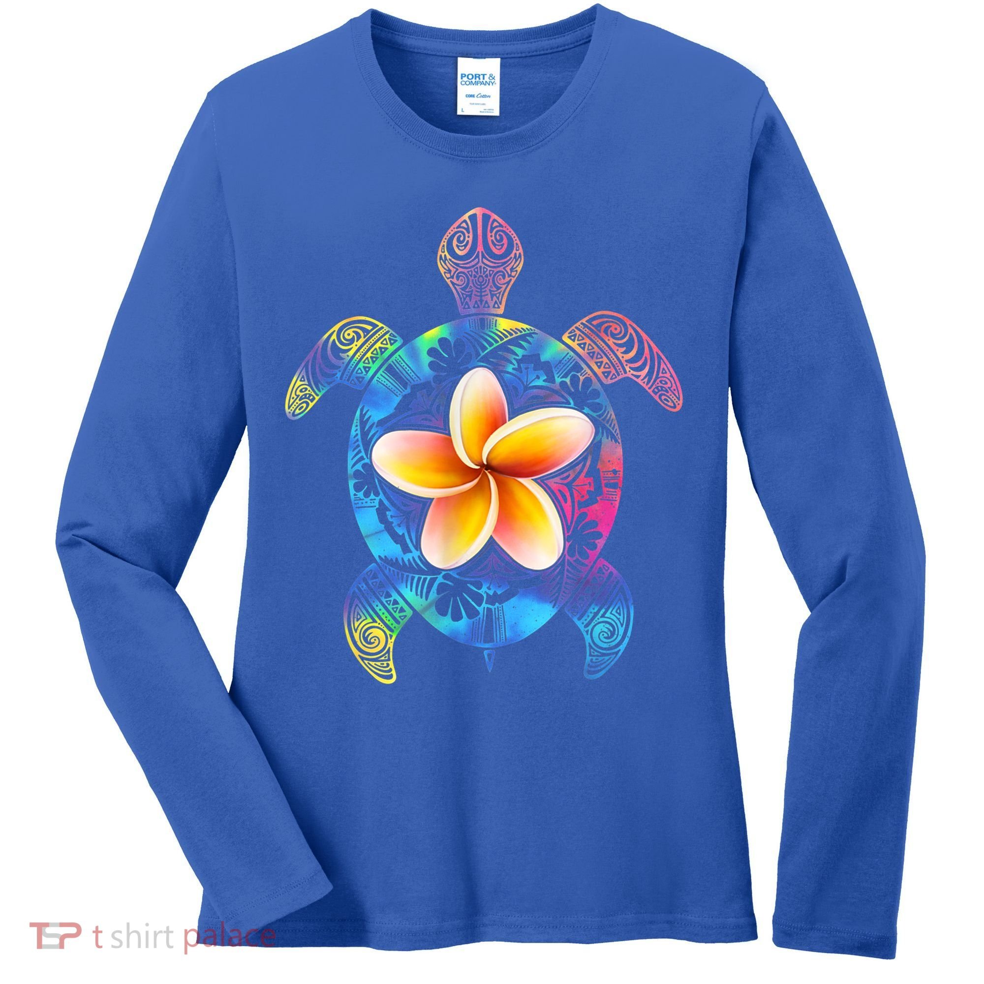 Hawaiian Tie Dye Sea Turtle Gift Cool Hawaii Gift For Men And Women Women's Long Sleeve Shirt