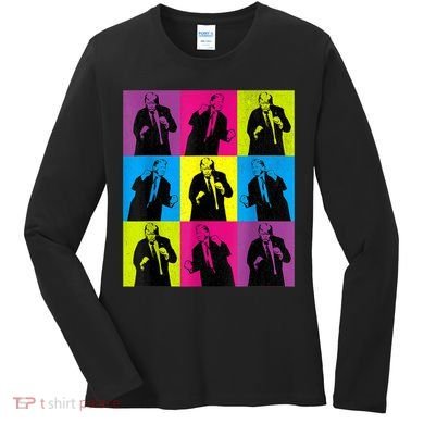 Happy Trump Dancing Pop Art Trump Women's Long Sleeve Shirt