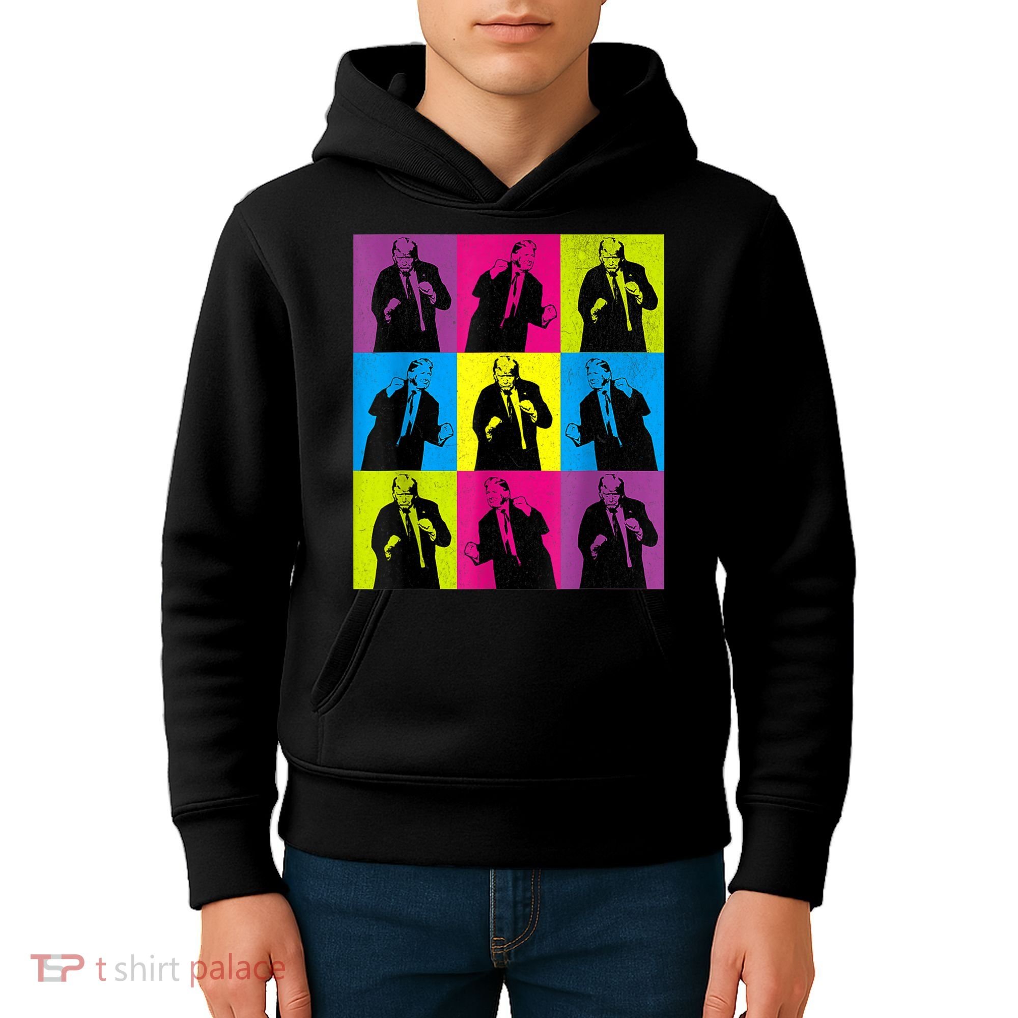 Happy Trump Dancing Pop Art Trump Kids Hoodie