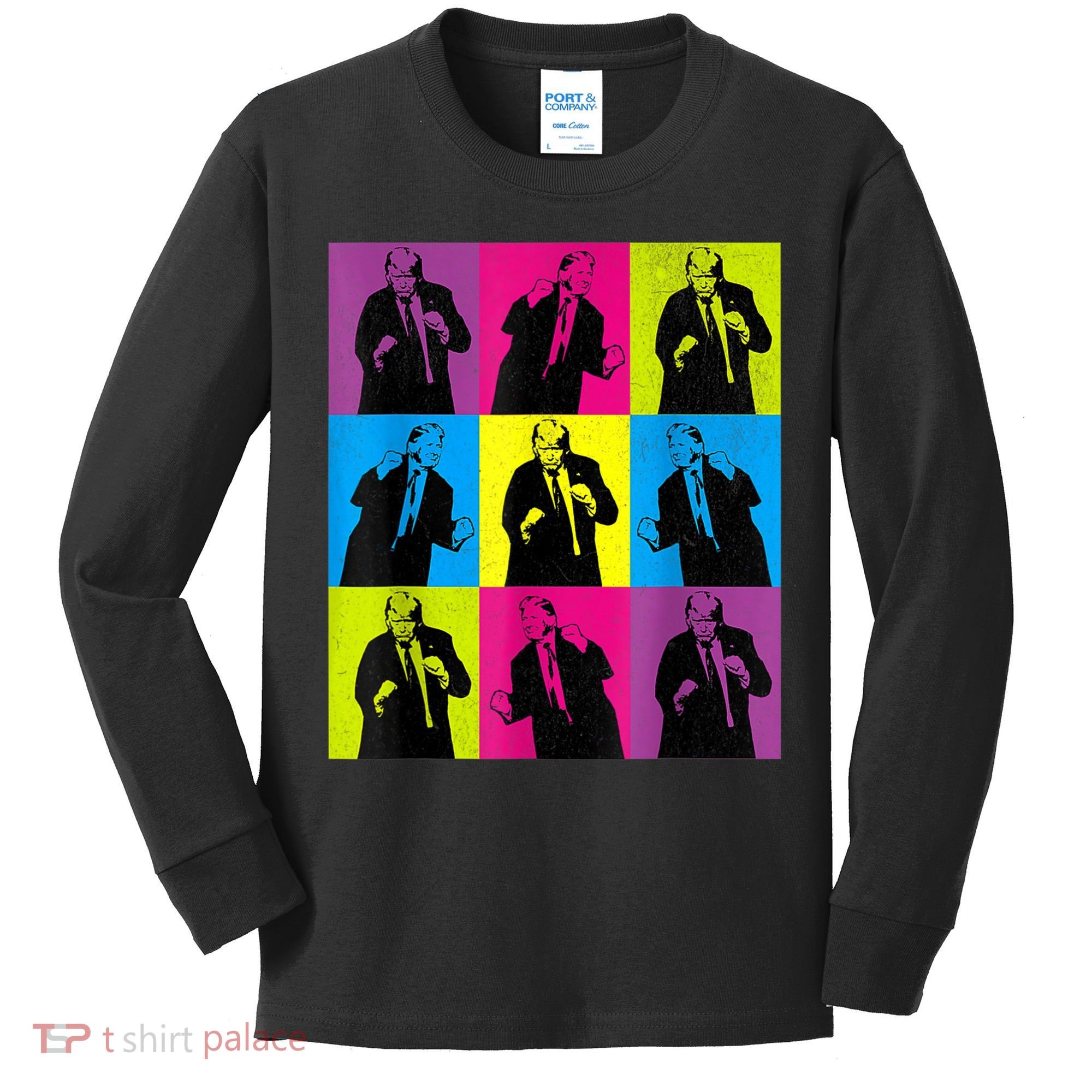 Happy Trump Dancing Pop Art Trump Kids Long Sleeve Shirt