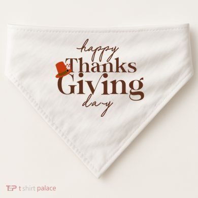 Happy Thanksgiving Day USA-Made Doggie Bandana