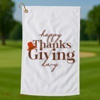 Happy Thanksgiving Day Golf Towel thumb 1