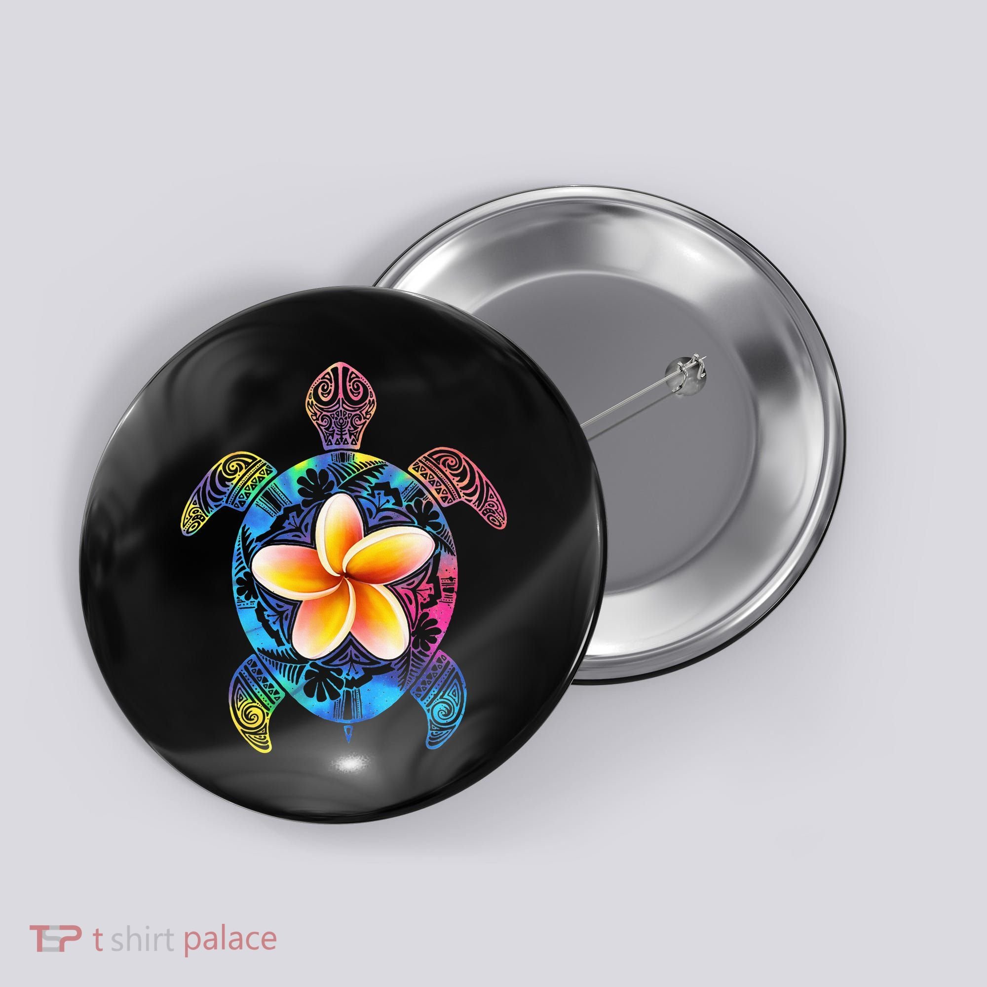 Hawaiian Tie Dye Sea Turtle Hawaii Button