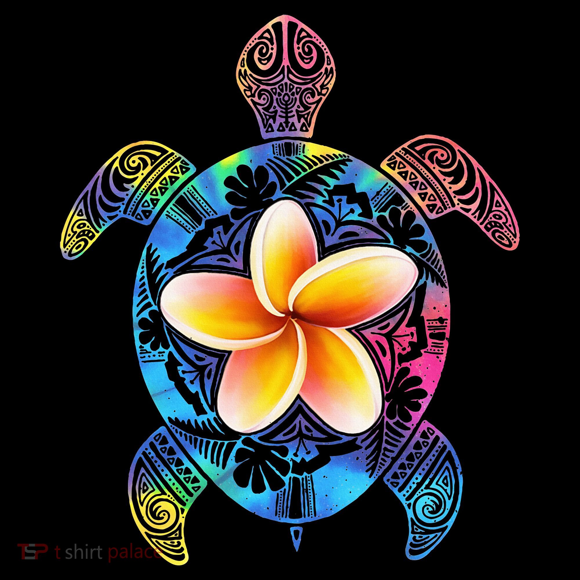 Hawaiian Tie Dye Sea Turtle Hawaii Button