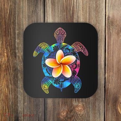 Hawaiian Tie Dye Sea Turtle Hawaii Coaster