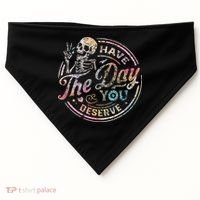 Have The Day You Deserve Retro Motivational Skeleton USA-Made Doggie Bandana thumb 0