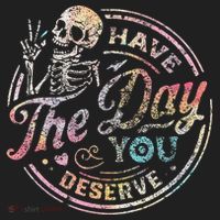 Have The Day You Deserve Retro Motivational Skeleton Beanie thumb 2