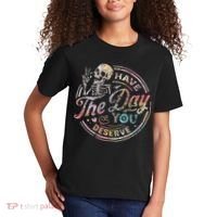 Have The Day You Deserve Retro Motivational Skeleton Kids T-Shirt thumb 2