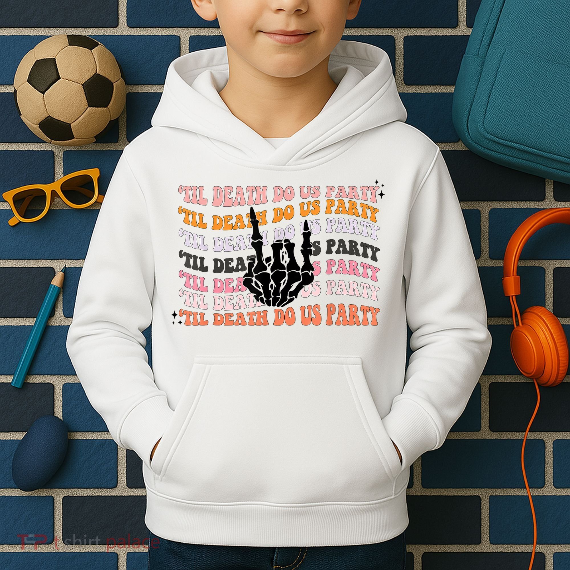 Halloween Til Death Do Us Party Bachelorette Matching Kids Hoodie
