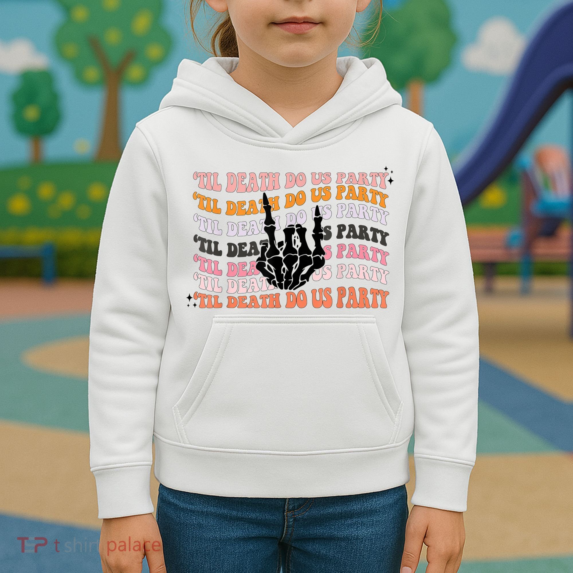 Halloween Til Death Do Us Party Bachelorette Matching Kids Hoodie
