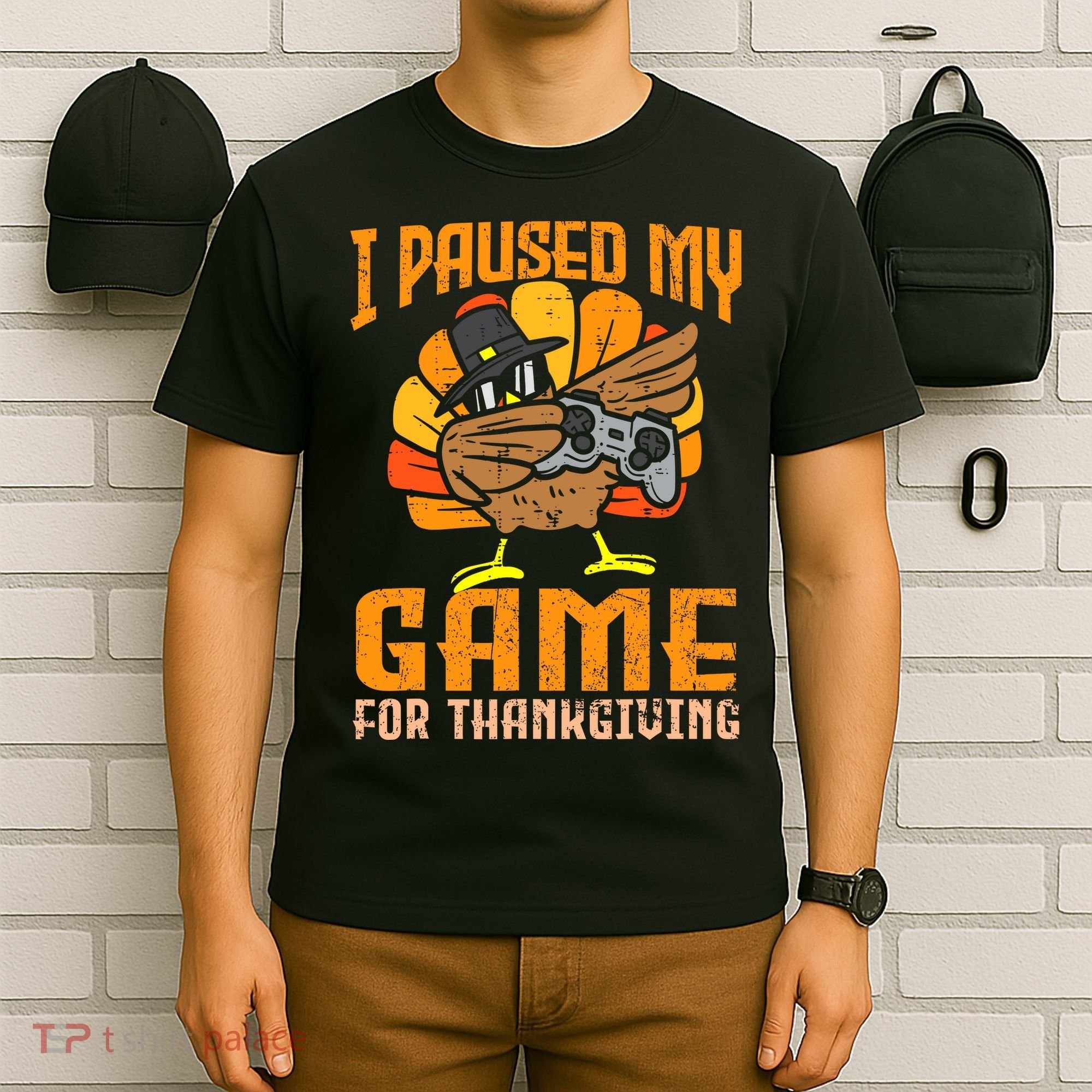 Happy Thanksgiving Dabbing Gamer Turkey T-Shirt