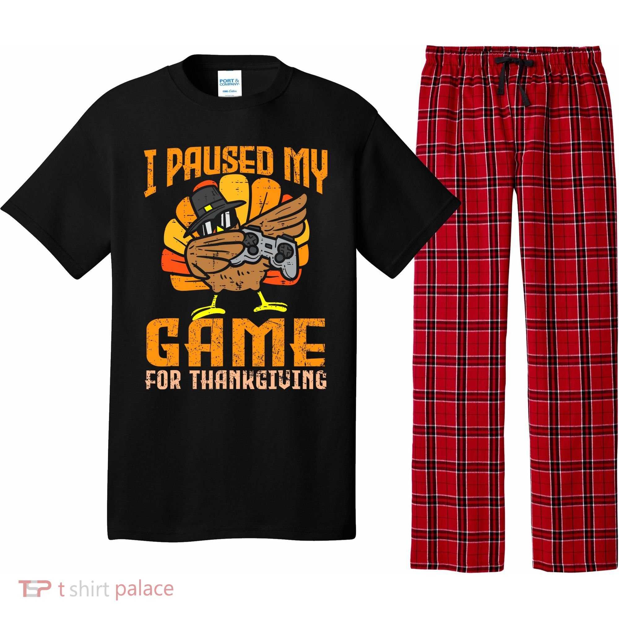 Happy Thanksgiving Dabbing Gamer Turkey Pajama Set