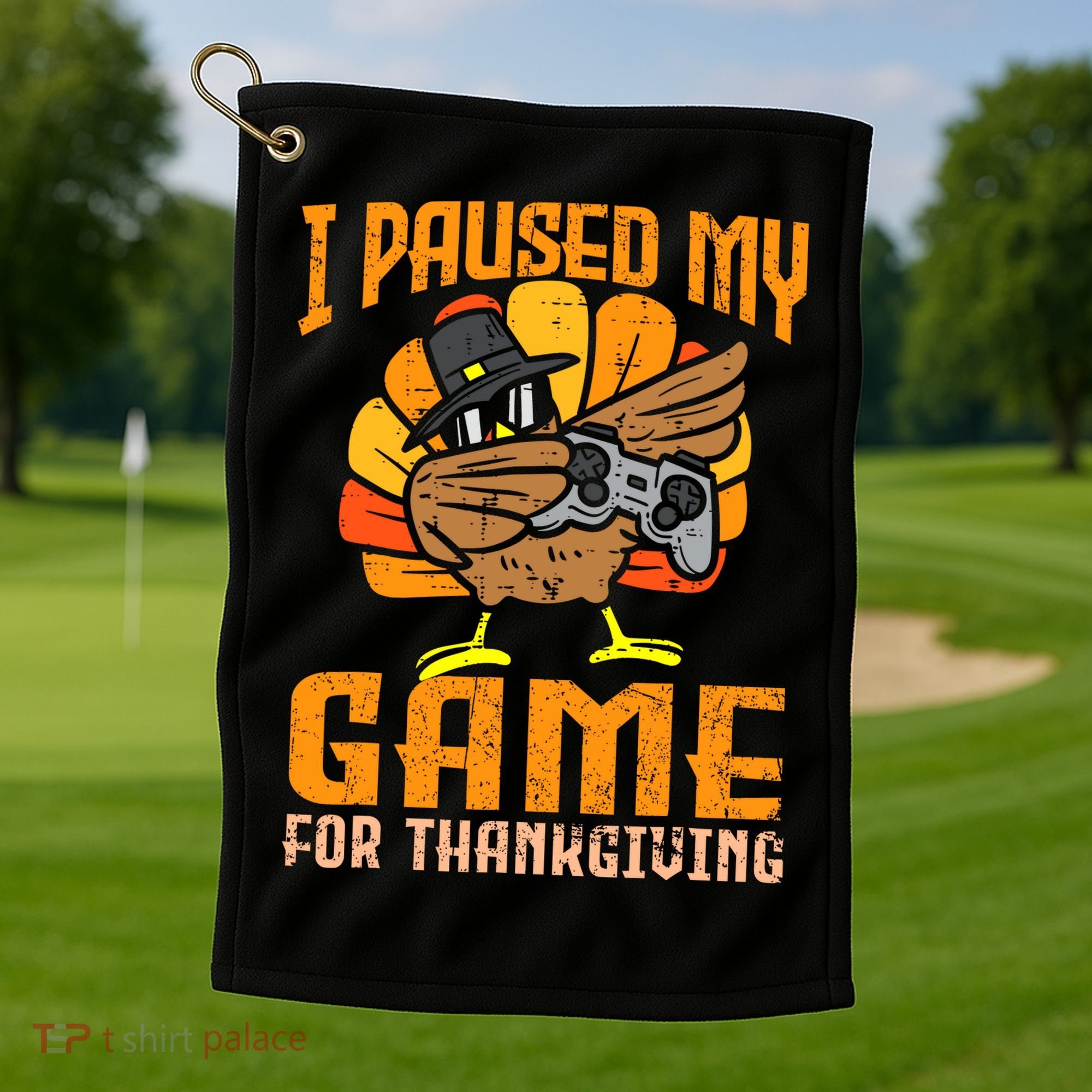 Happy Thanksgiving Dabbing Gamer Turkey Golf Towel