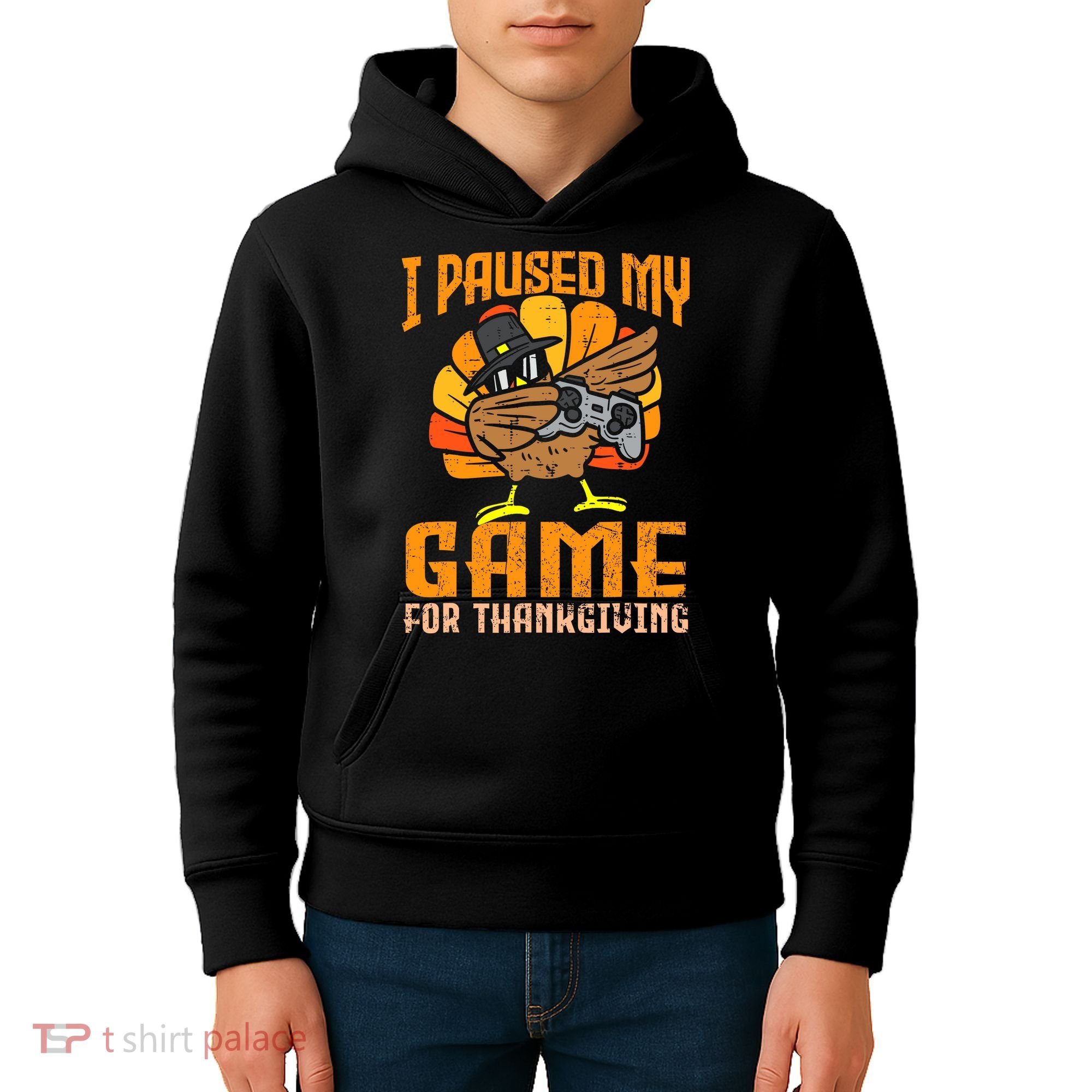 Happy Thanksgiving Dabbing Gamer Turkey Kids Hoodie