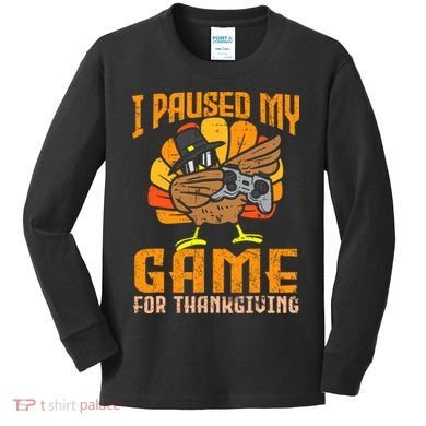Happy Thanksgiving Dabbing Gamer Turkey Kids Long Sleeve Shirt