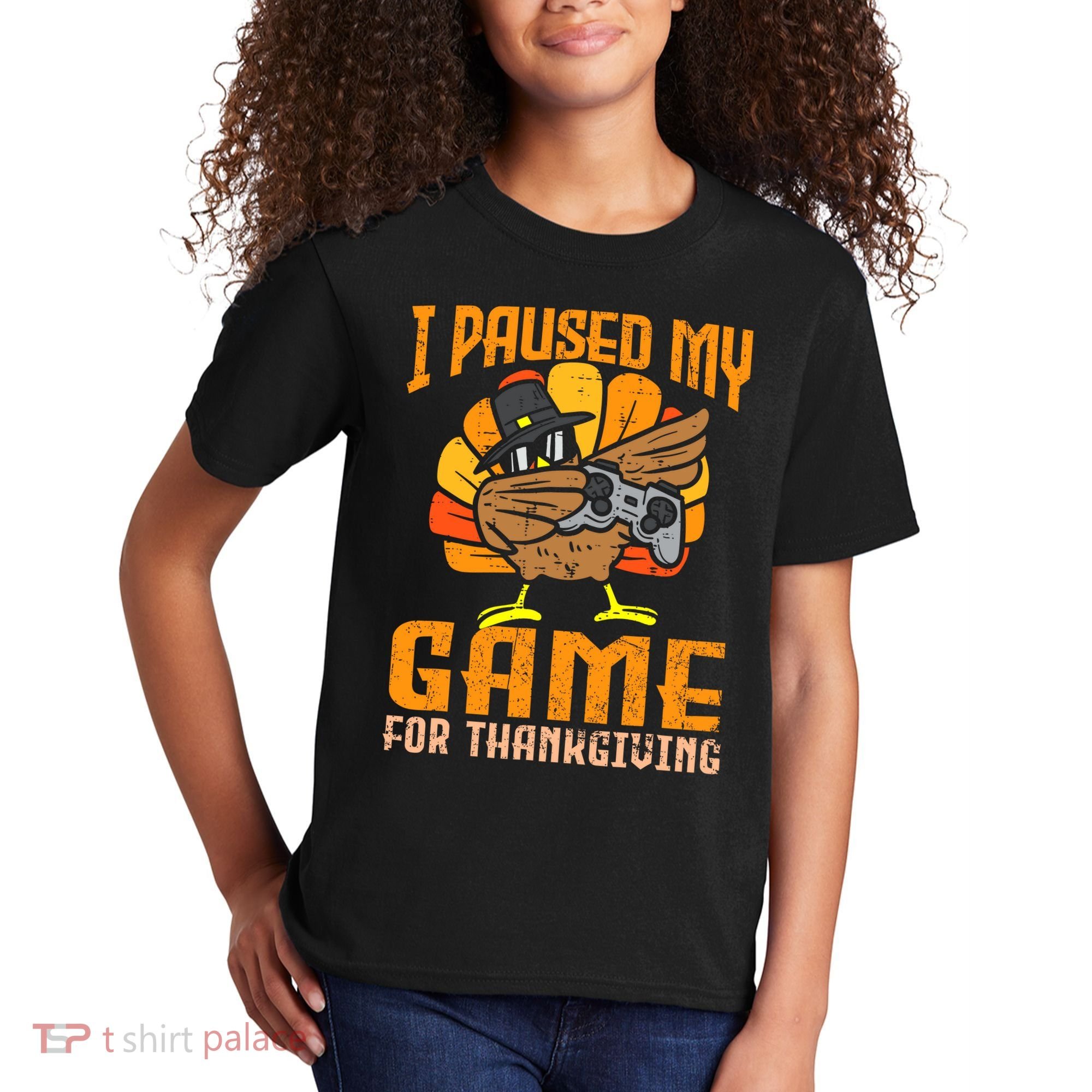 Happy Thanksgiving Dabbing Gamer Turkey Kids T-Shirt