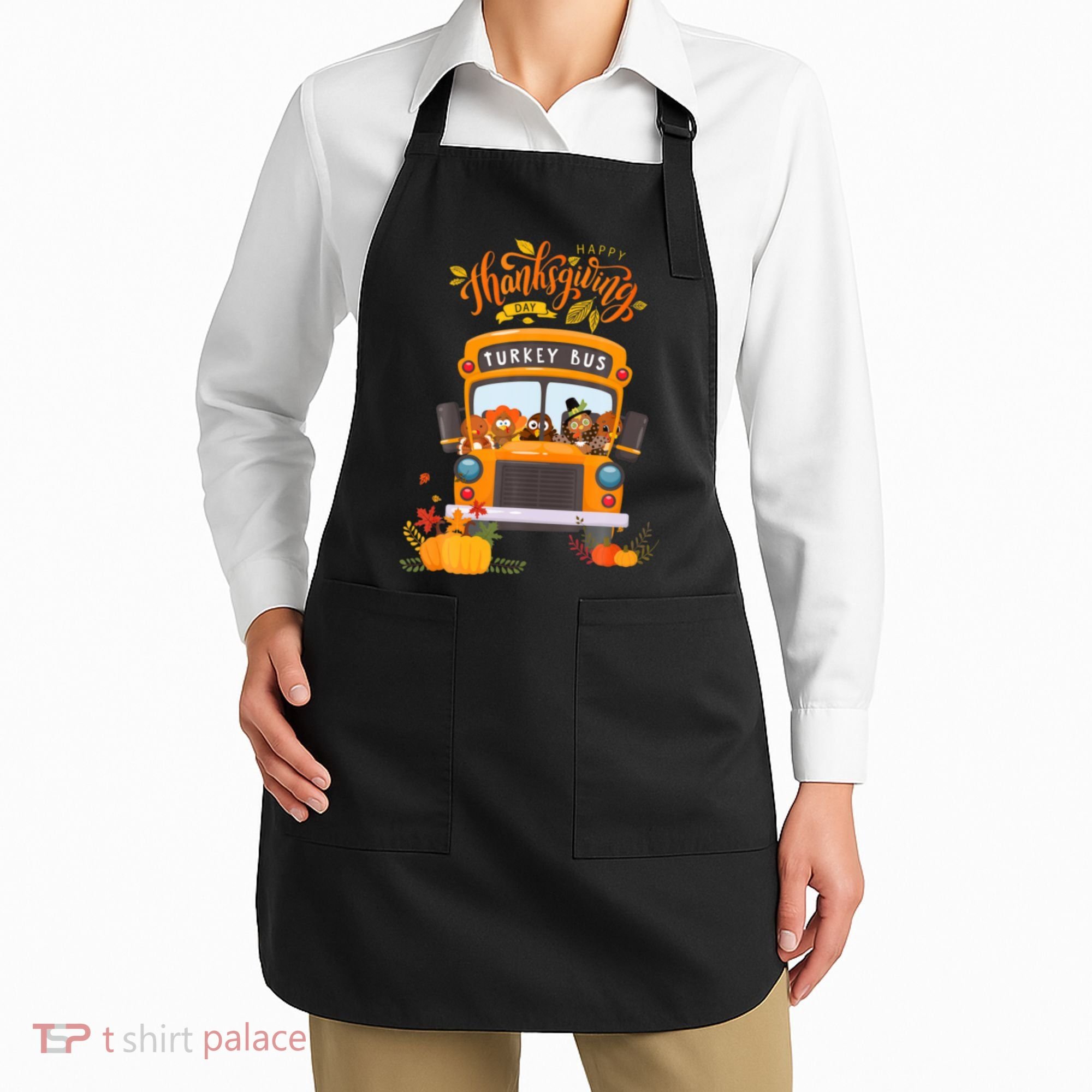Happy Thanksgiving Day Turkey School Bus Driver Gifts Apron