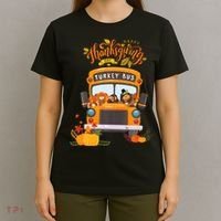 Happy Thanksgiving Day Turkey School Bus Driver Gifts T-Shirt thumb 4