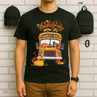 Happy Thanksgiving Day Turkey School Bus Driver Gifts T-Shirt thumb 6