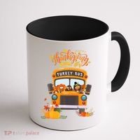 Happy Thanksgiving Day Turkey School Bus Driver Gifts Coffee Mug thumb 1