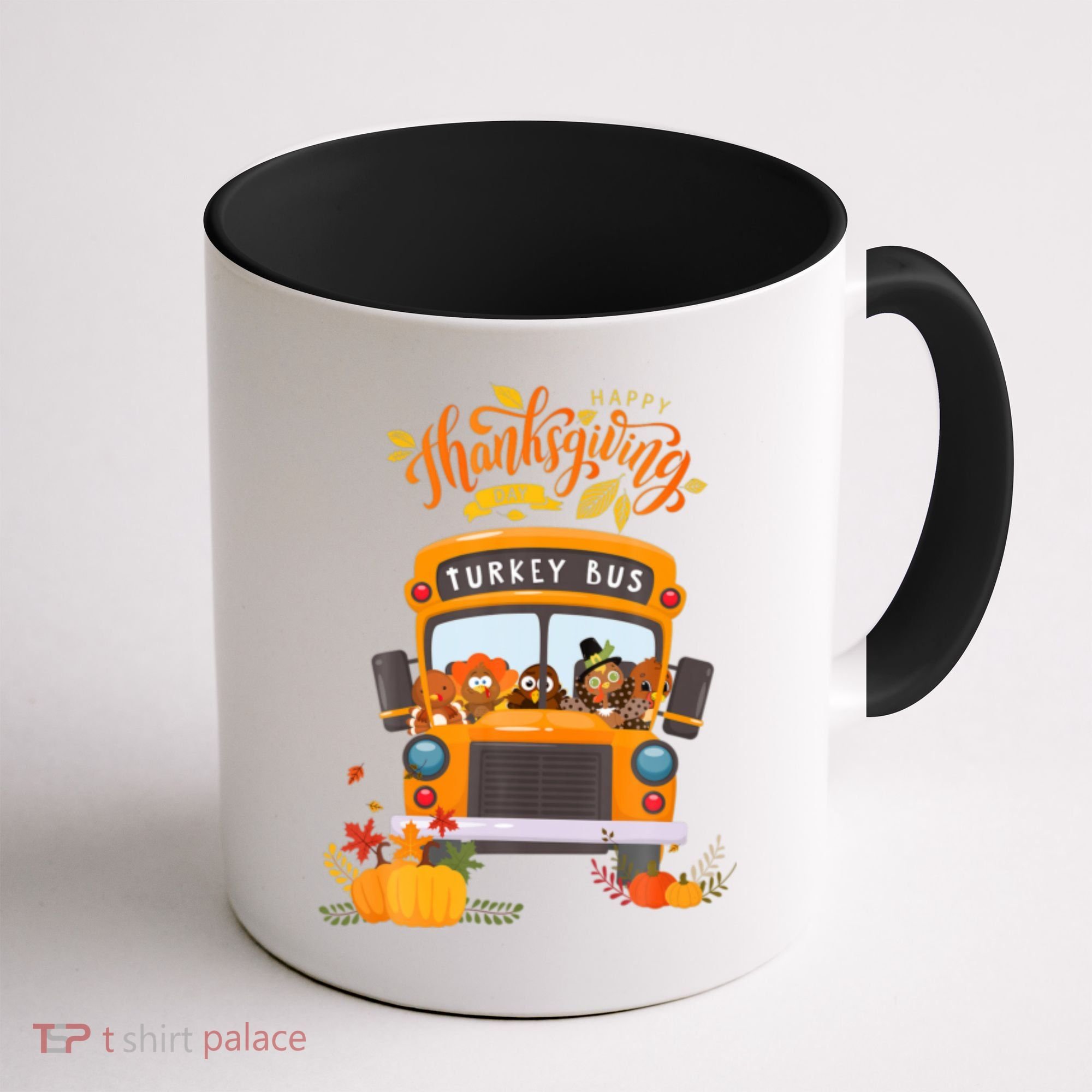 Happy Thanksgiving Day Turkey School Bus Driver Gifts Coffee Mug