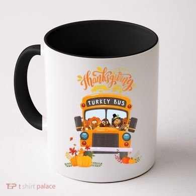 Happy Thanksgiving Day Turkey School Bus Driver Gifts Coffee Mug