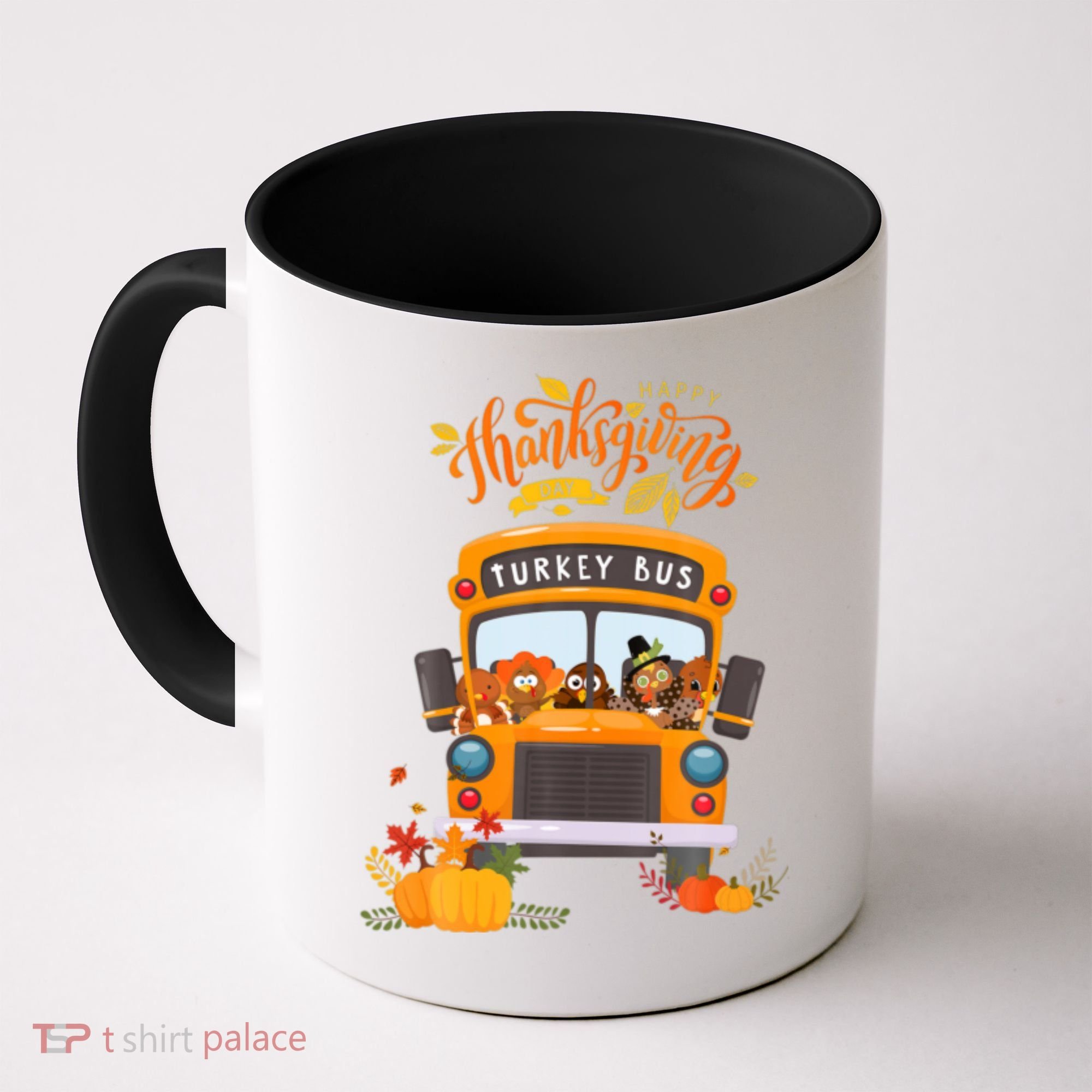 Happy Thanksgiving Day Turkey School Bus Driver Gifts Coffee Mug