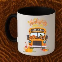 Happy Thanksgiving Day Turkey School Bus Driver Gifts Coffee Mug thumb 2