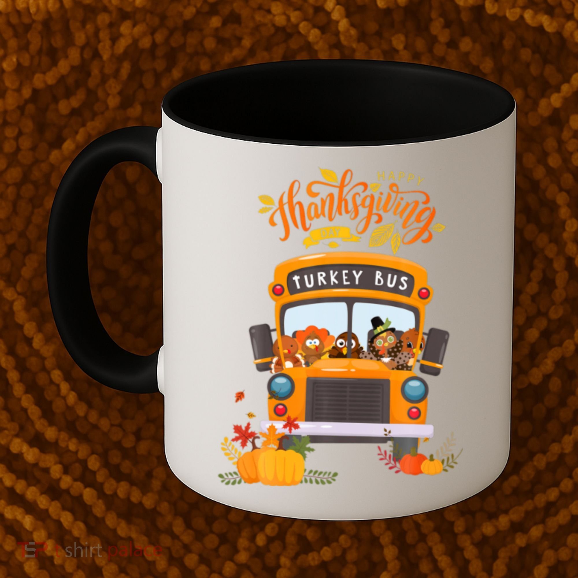 Happy Thanksgiving Day Turkey School Bus Driver Gifts Coffee Mug