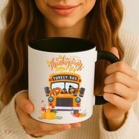 Happy Thanksgiving Day Turkey School Bus Driver Gifts Coffee Mug thumb 3