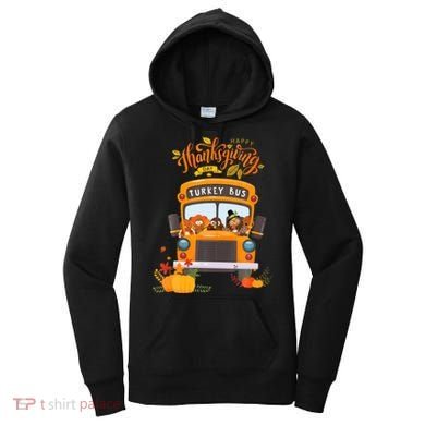 Happy Thanksgiving Day Turkey School Bus Driver Gifts Women's Hoodie
