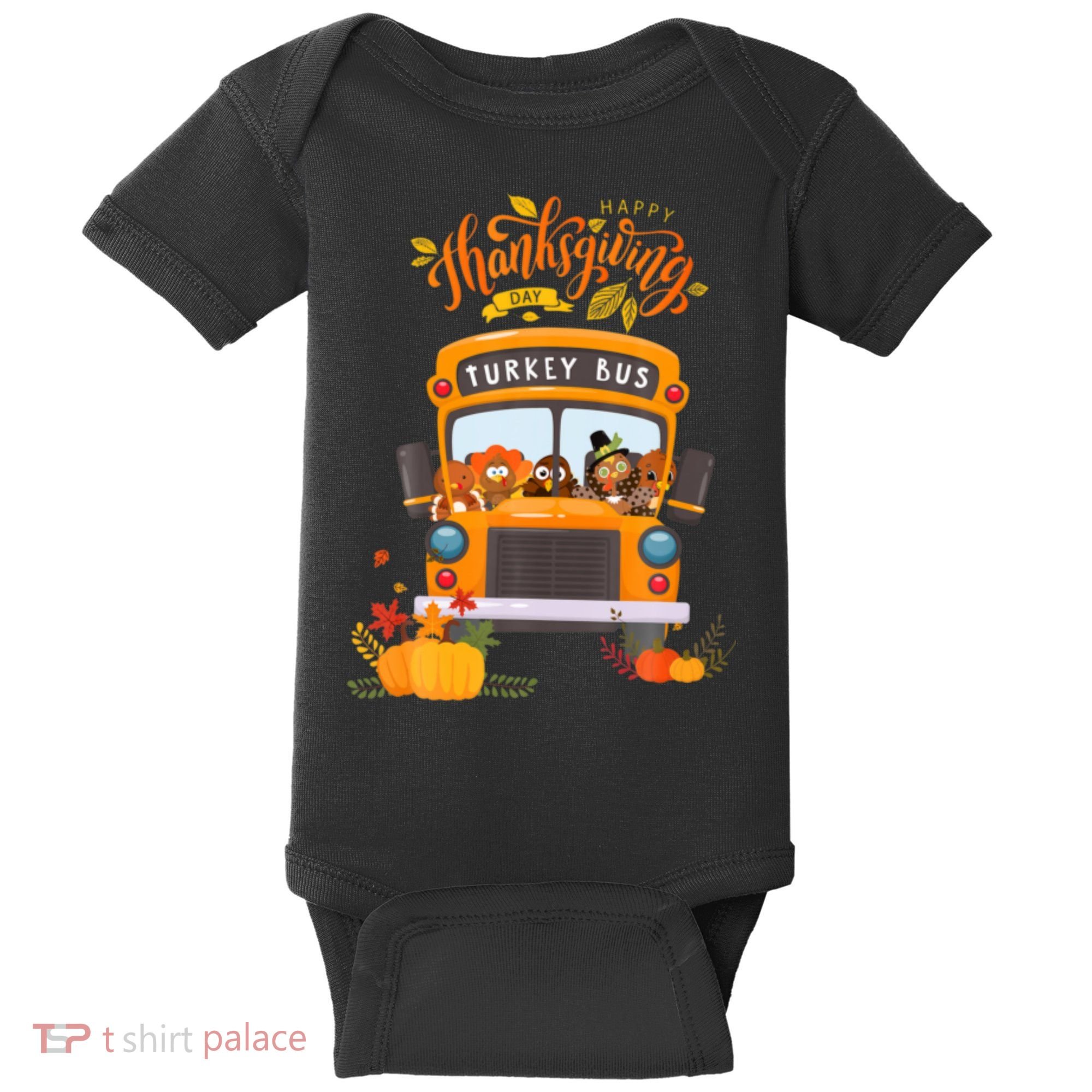 Happy Thanksgiving Day Turkey School Bus Driver Gifts Baby Bodysuit