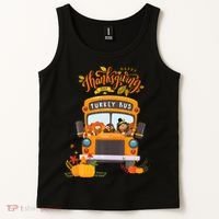 Happy Thanksgiving Day Turkey School Bus Driver Gifts Tank Top thumb 2