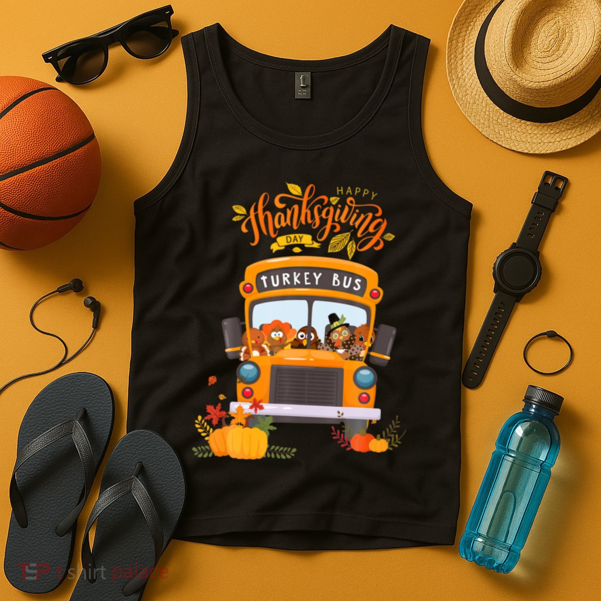 Happy Thanksgiving Day Turkey School Bus Driver Gifts Tank Top