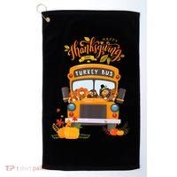 Happy Thanksgiving Day Turkey School Bus Driver Gifts Golf Towel thumb 0