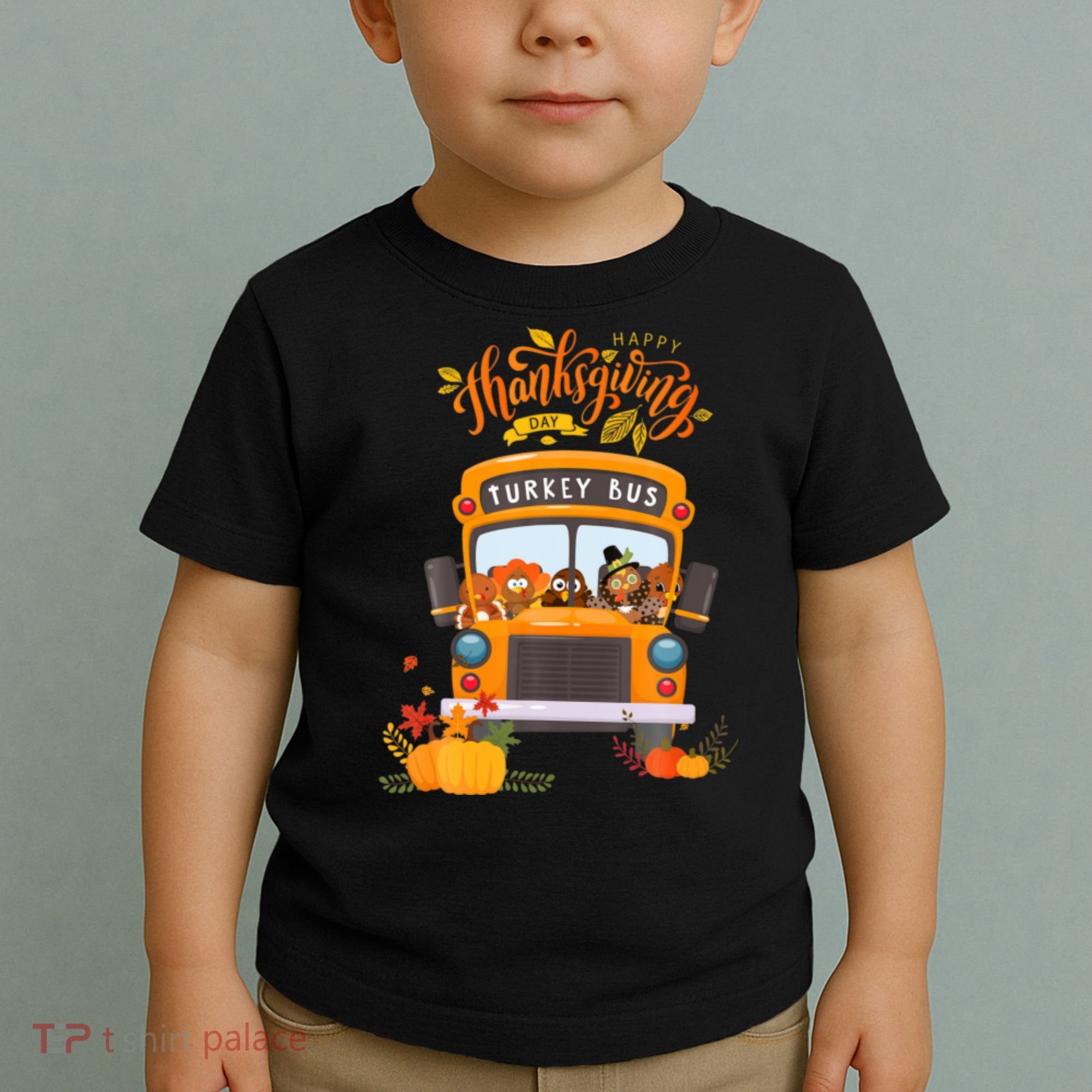 Happy Thanksgiving Day Turkey School Bus Driver Gifts Toddler T-Shirt