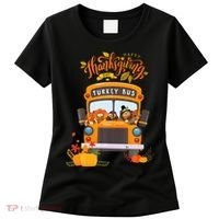 Happy Thanksgiving Day Turkey School Bus Driver Gifts Women's T-Shirt thumb 0