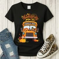 Happy Thanksgiving Day Turkey School Bus Driver Gifts Women's T-Shirt thumb 3