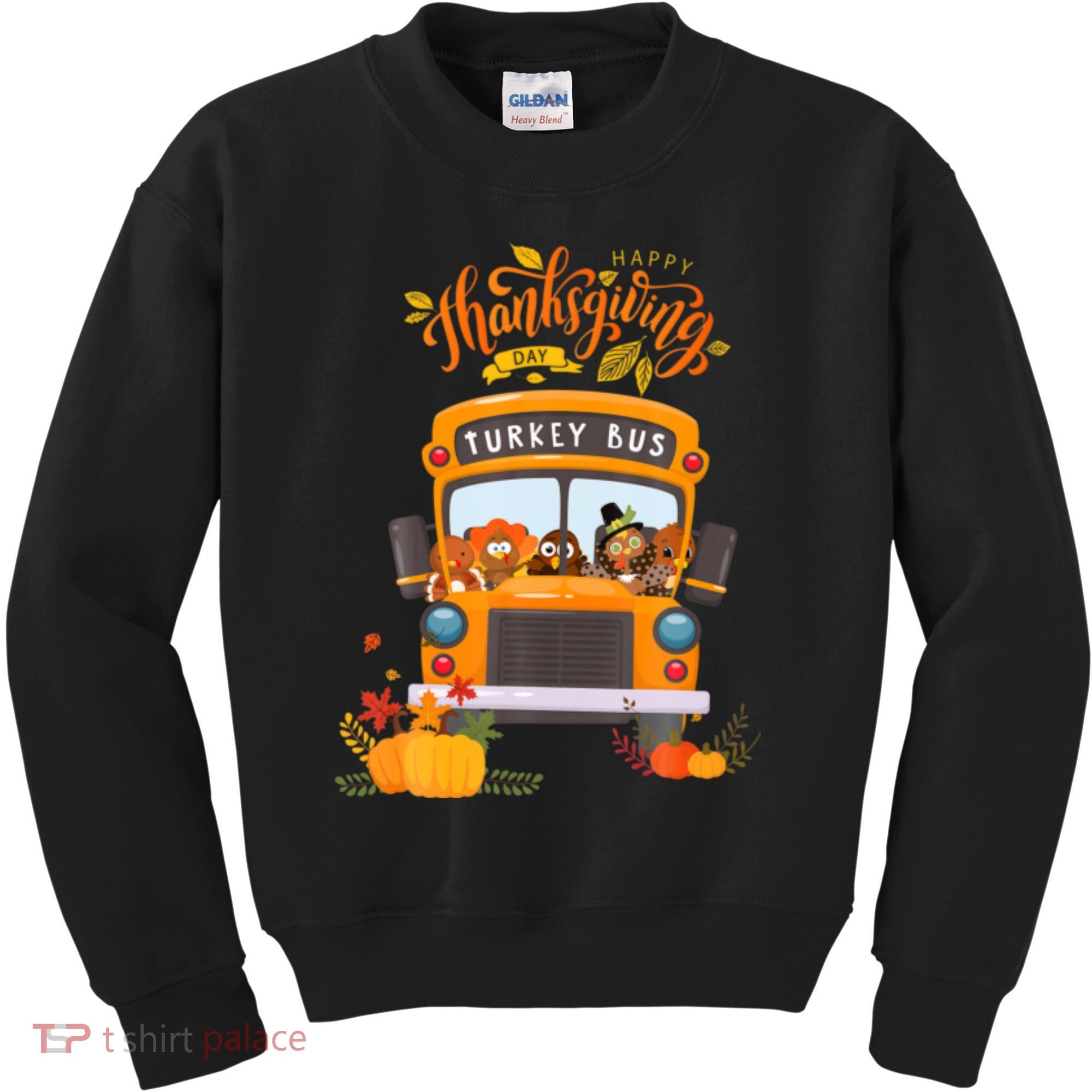 Happy Thanksgiving Day Turkey School Bus Driver Gifts Kids Sweatshirt