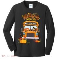 Happy Thanksgiving Day Turkey School Bus Driver Gifts Kids Long Sleeve Shirt thumb 0