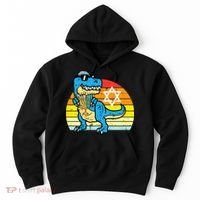  Hanukkah Trex Dino Retro Chanukah Jewish  Hoodie thumb 0